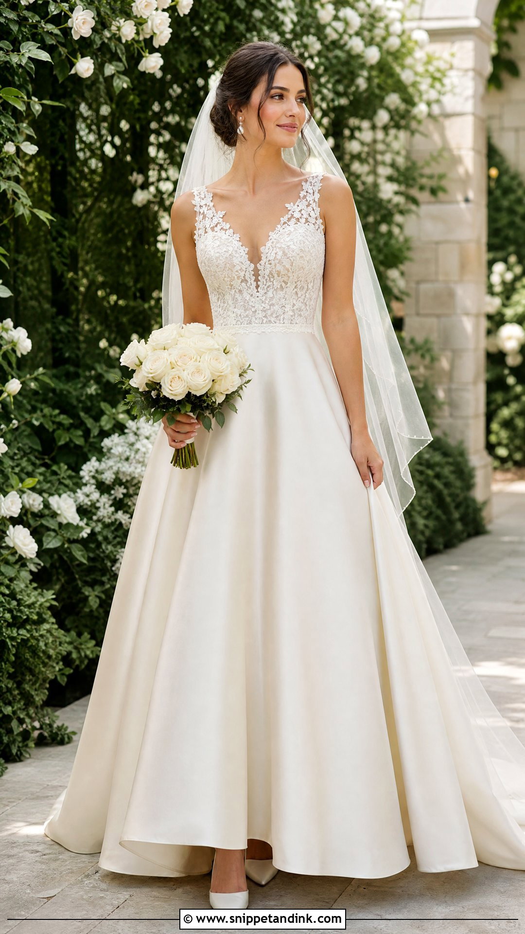 A Line Lace Top Wedding Dress - Snippet and Ink - 25 Lace Top Wedding Dress Ideas
