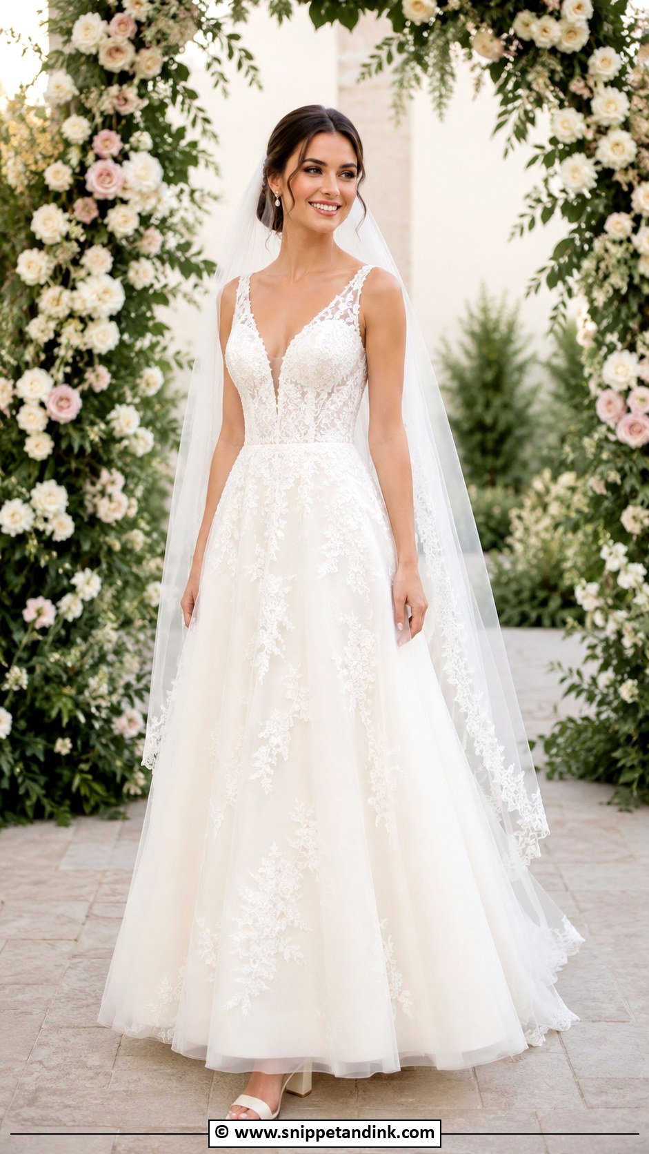 A Line Lace Wedding Dress - Snippet and Ink - 30 Pretty Wedding Dresses
