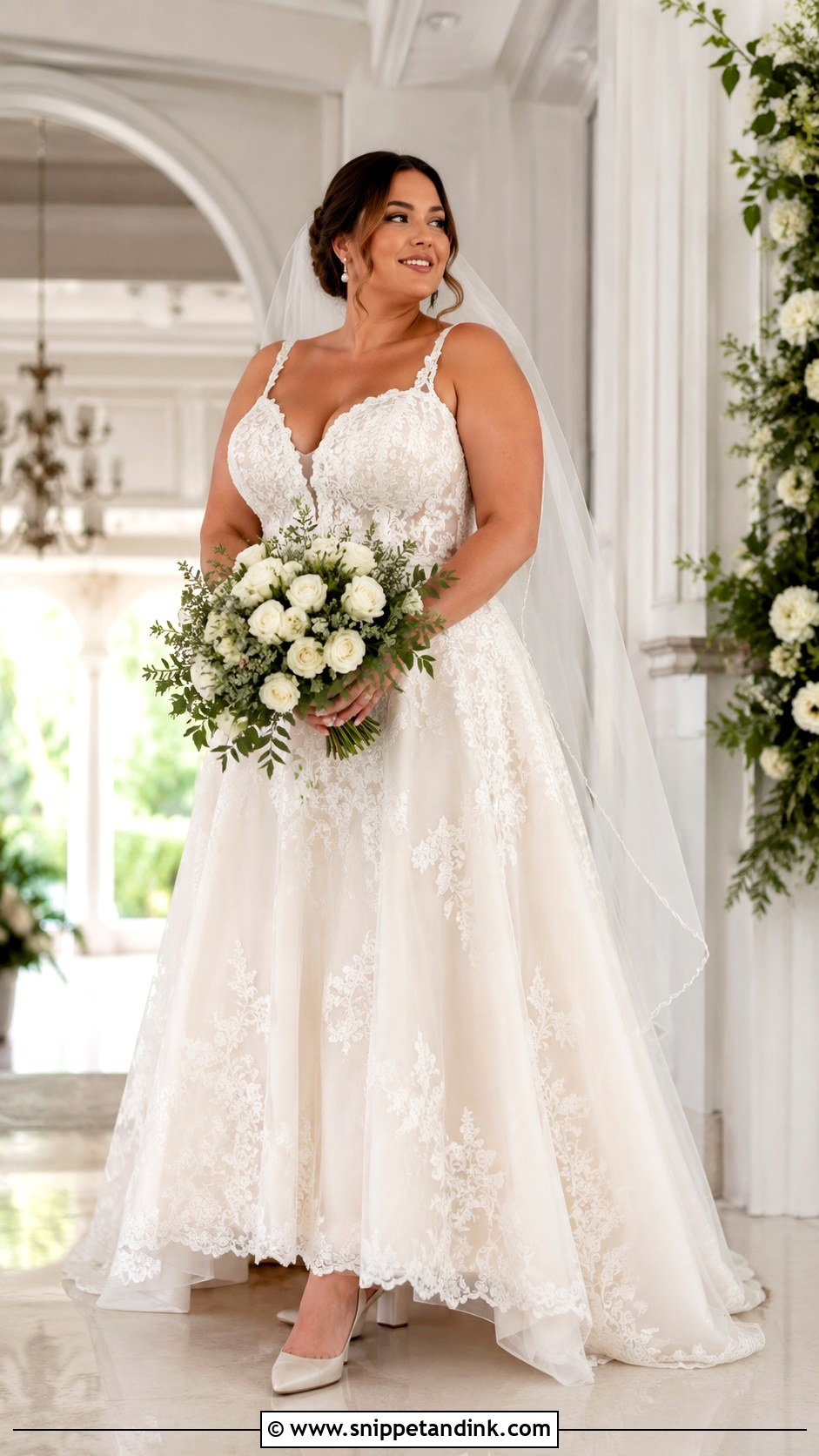 A Line Lace Wedding Dress - Snippet and Ink - 20 Wedding Dresses for Curvy Women