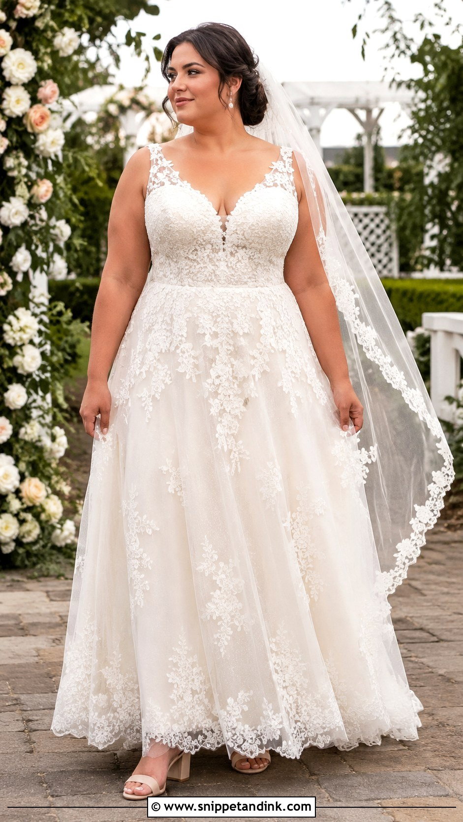 A Line Lace Wedding Dress - Snippet and Ink - 20 Wedding Dresses for Plus Size Women