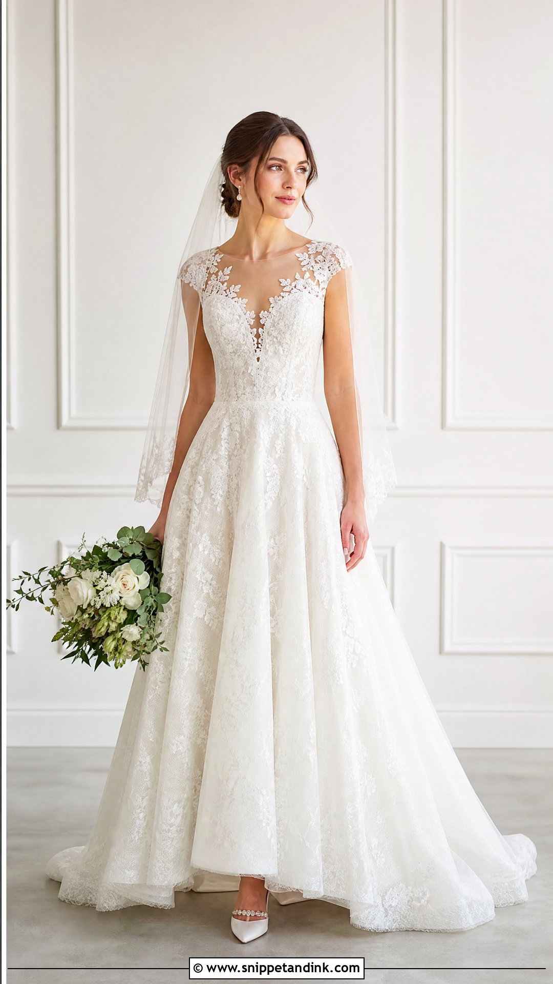 A Line Lace Wedding Dress - Snippet and Ink - 20 Wedding Dresses with Lace