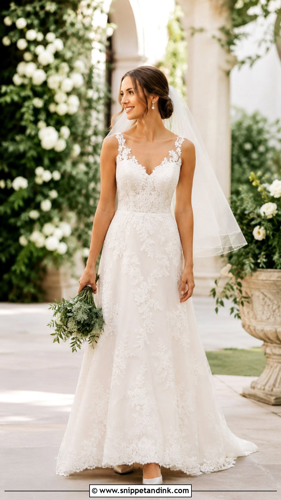 A Line Lace Wedding Dress - Snippet and Ink - 20 Beautiful Lace Styles for Wedding