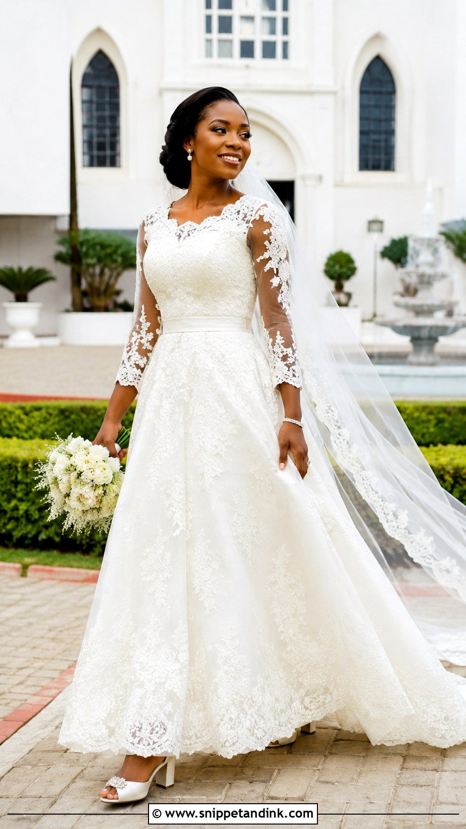 A Line Lace Wedding Dress - Snippet and Ink - 20 Best Lady Wedding Dresses in Nigeria