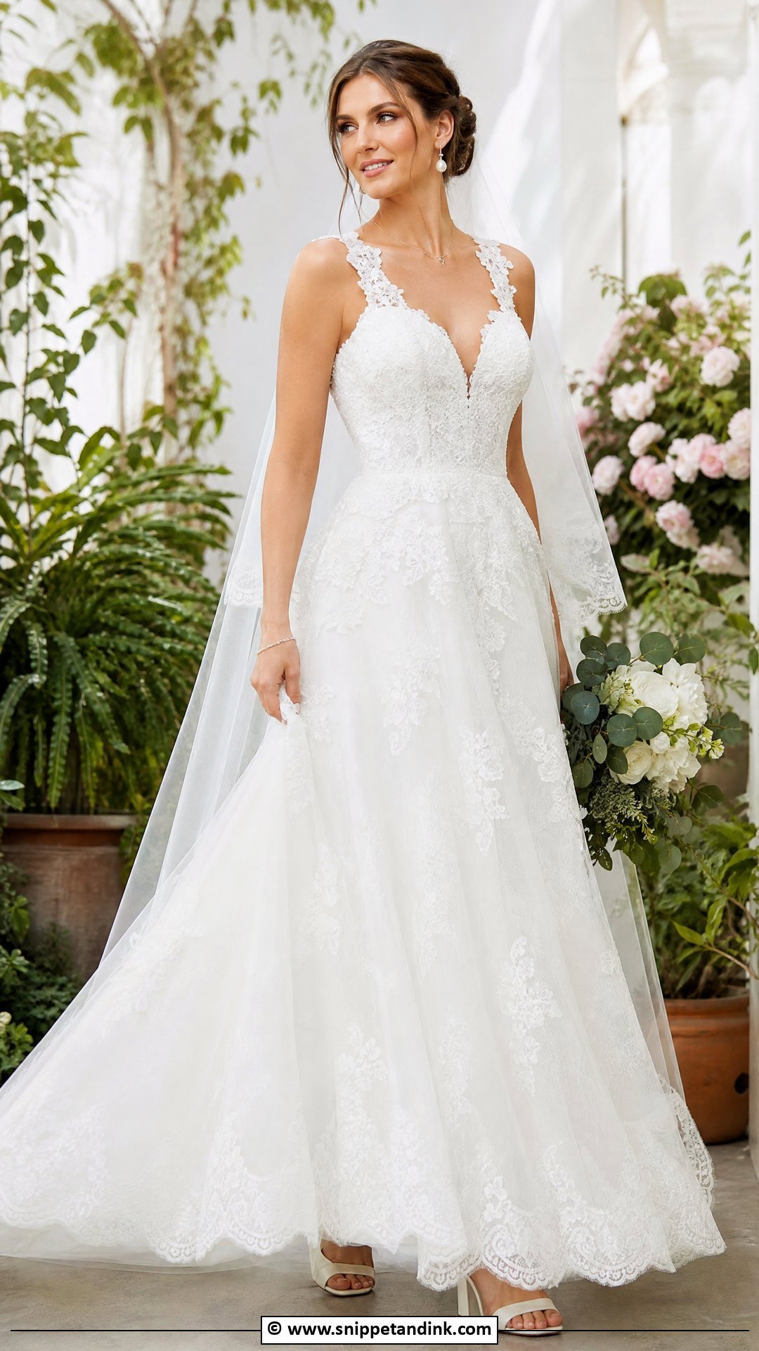 A Line Lace Wedding Dress - Snippet and Ink - 35 Lace Wedding Dresses