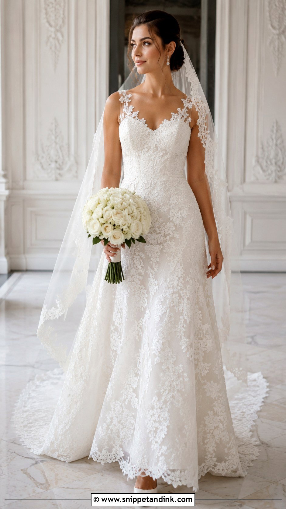 A Line Lace Wedding Dress - Snippet and Ink - 20 Lace Wedding Dress Inspo Ideas