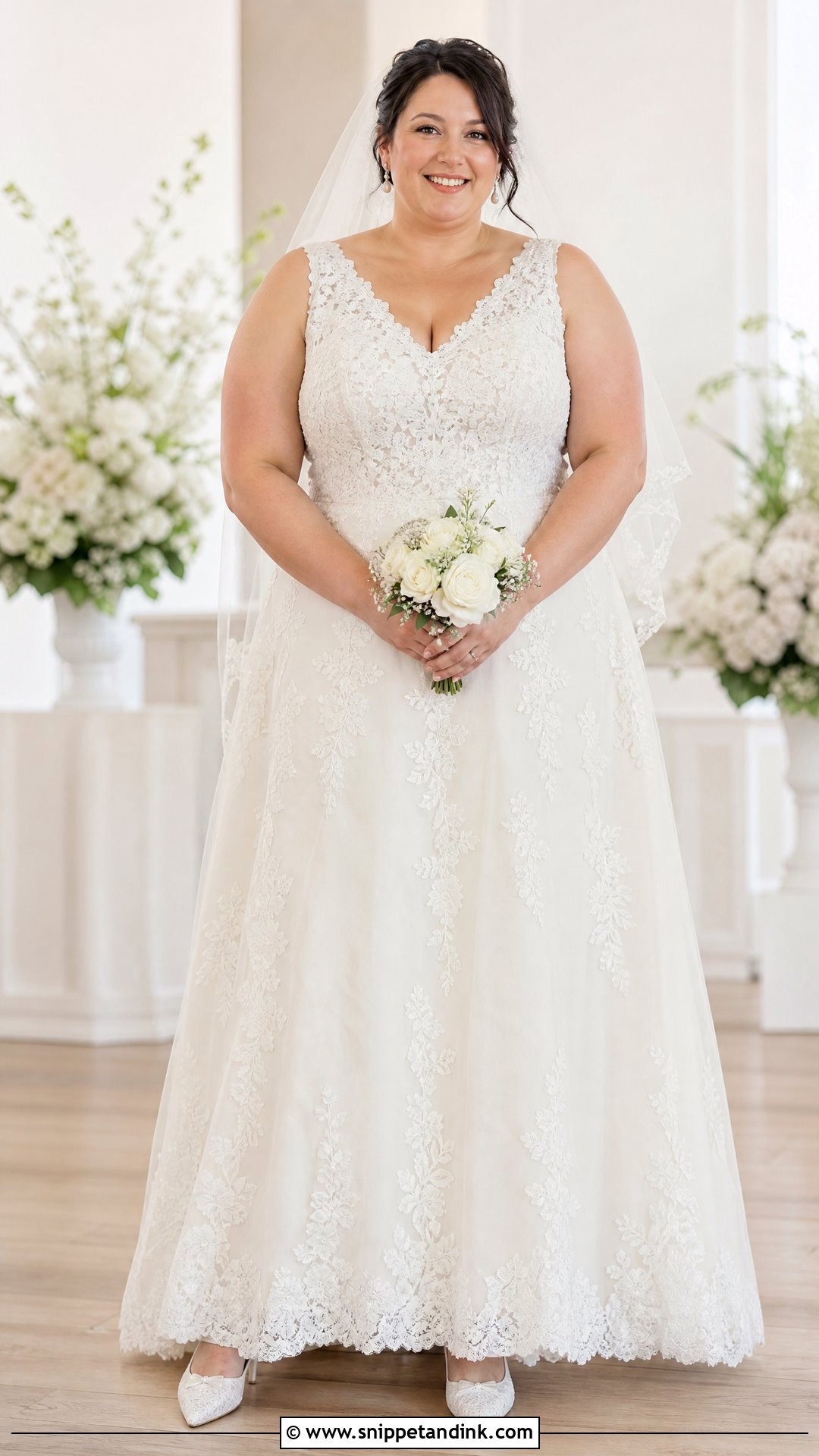 A Line Lace Wedding Dress - Snippet and Ink - 20 Wedding Dresses for Chubby Brides