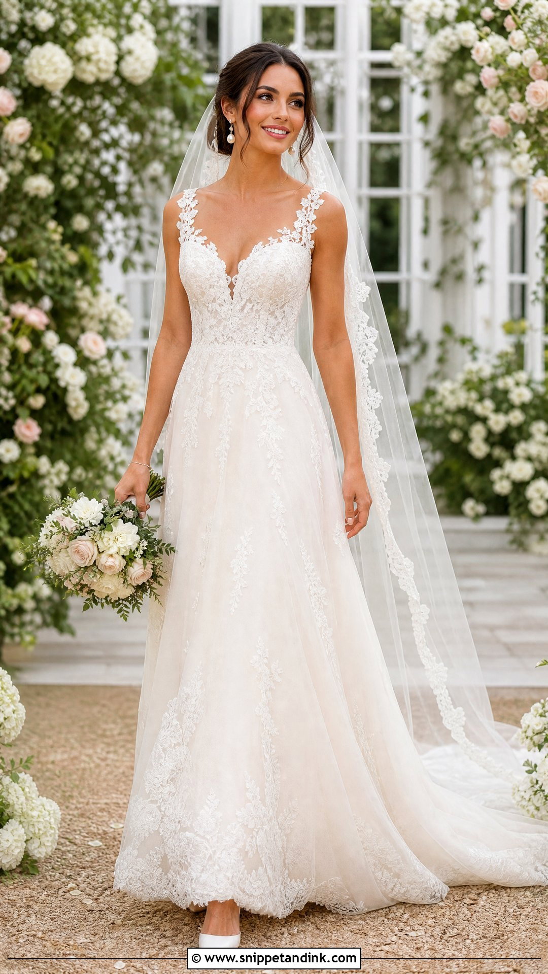 A Line Lace Wedding Dress - Snippet and Ink - 20 Ladies Wedding Dress Ideas