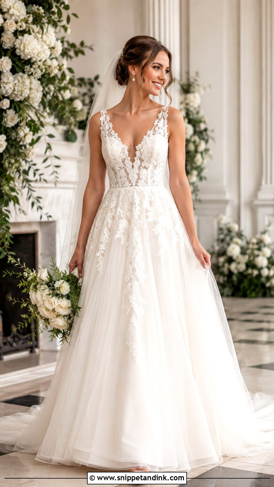 A Line Lace Wedding Dress - Snippet and Ink - 30 Vintage Romantic Wedding Dress Ideas
