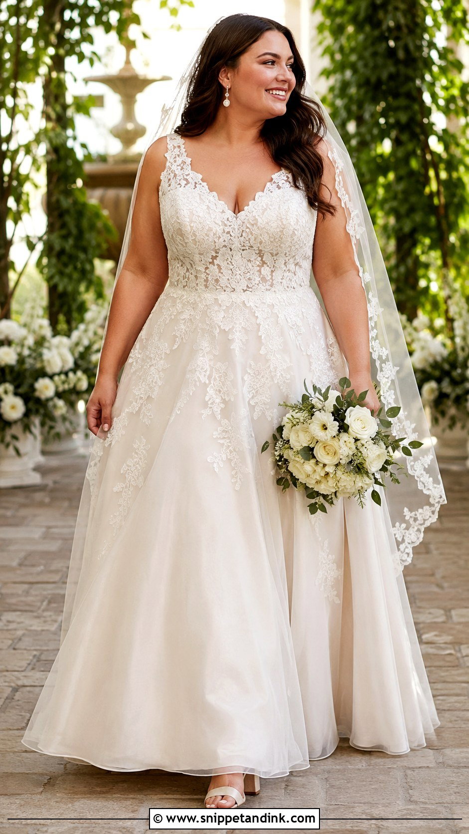 A Line Lace Wedding Dress - Snippet and Ink - 20 Curvy Wedding Dresses