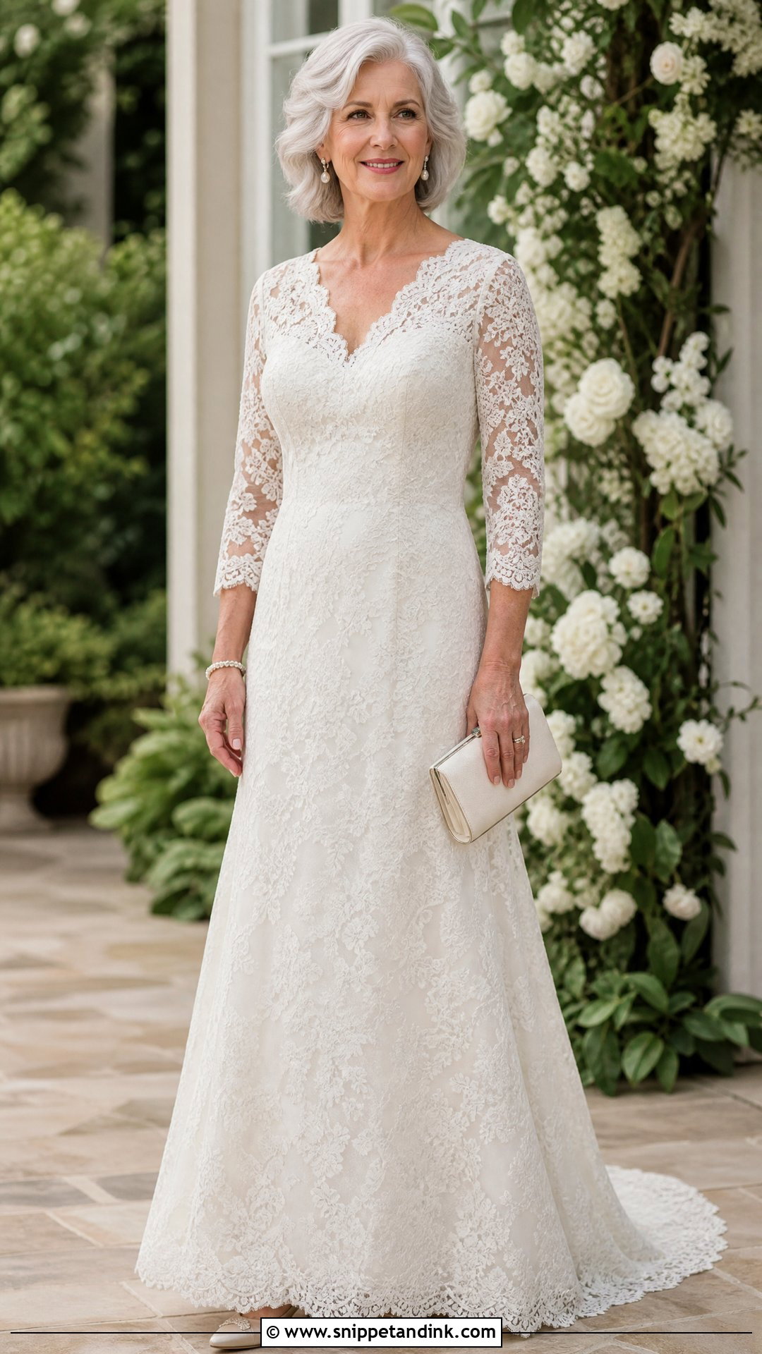 A Line Lace Wedding Dress With Sleeves - Snippet and Ink - 20 Older Women Wedding Dresses