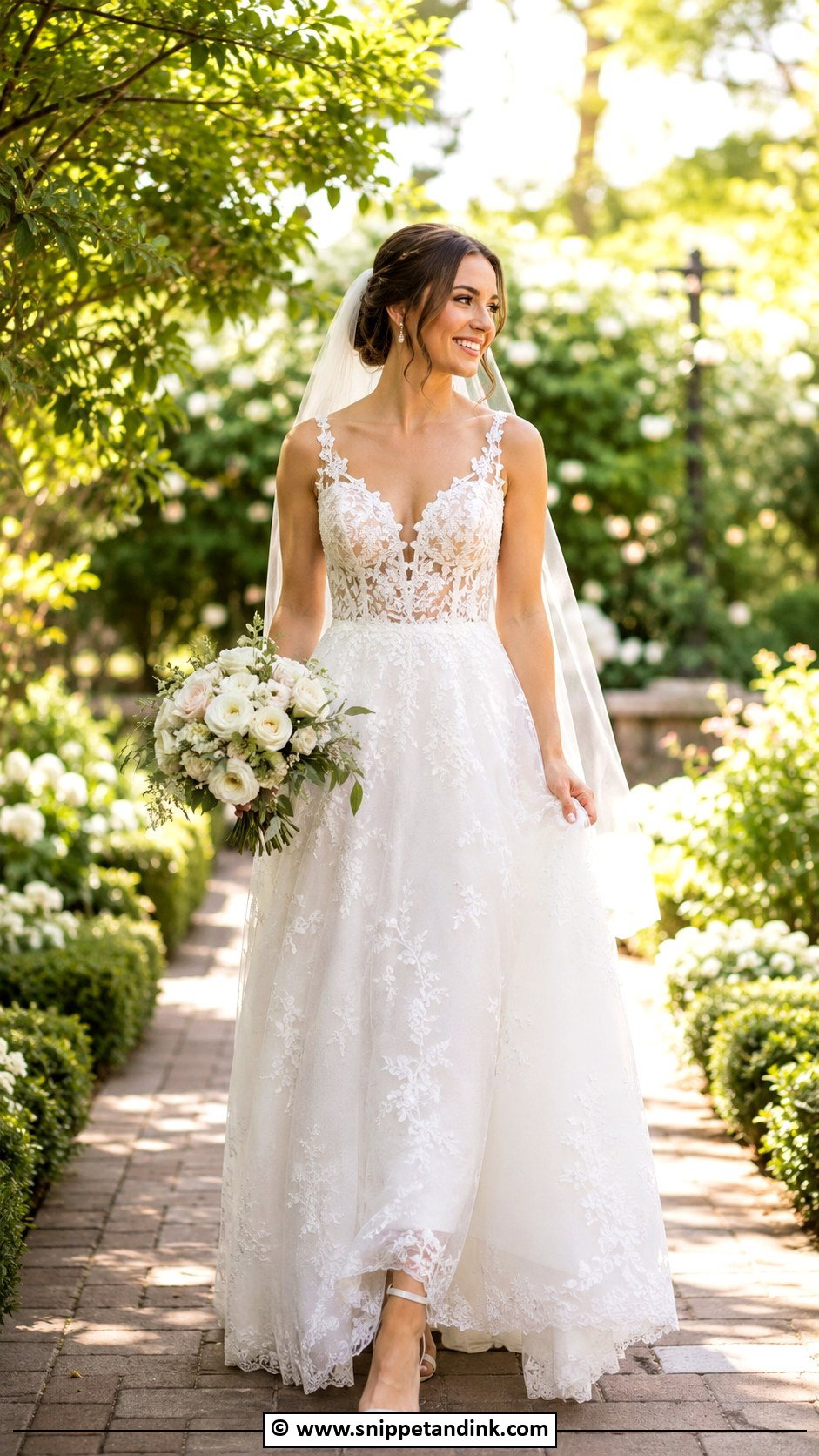 A Line Lace Wedding Dress - Snippet and Ink - 30 Fairy Tale Wedding Dress Ideas