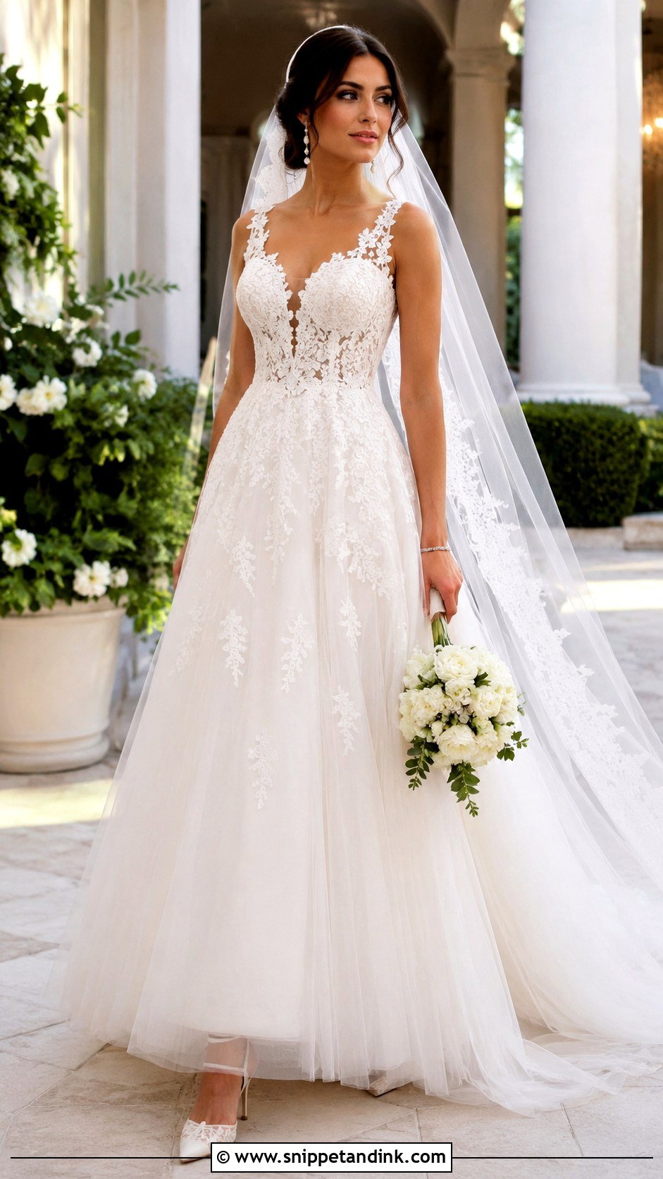 A Line Lace Wedding Gown - Snippet and Ink - 20 Lace Gown Styles for Wedding