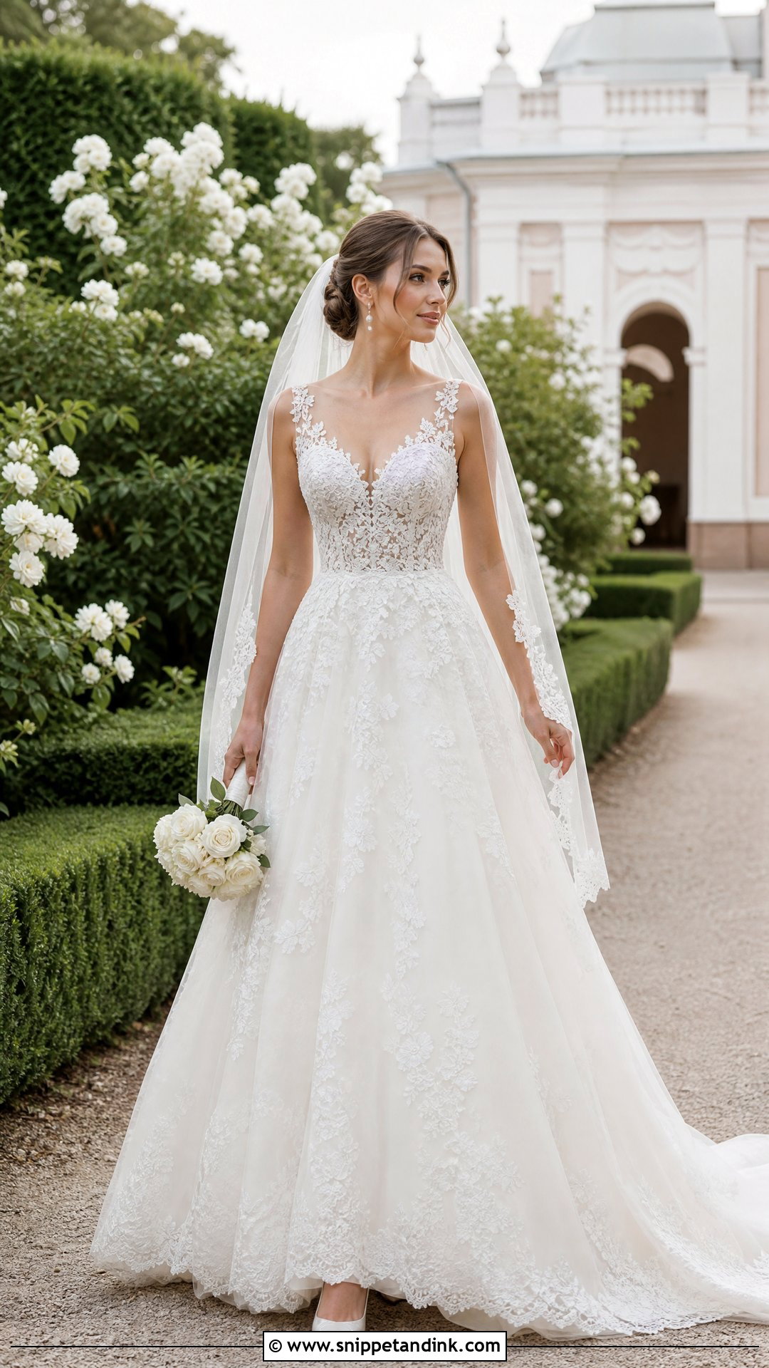 A Line Lace White Wedding Gown - Snippet and Ink - 20 White Wedding Frocks Gowns