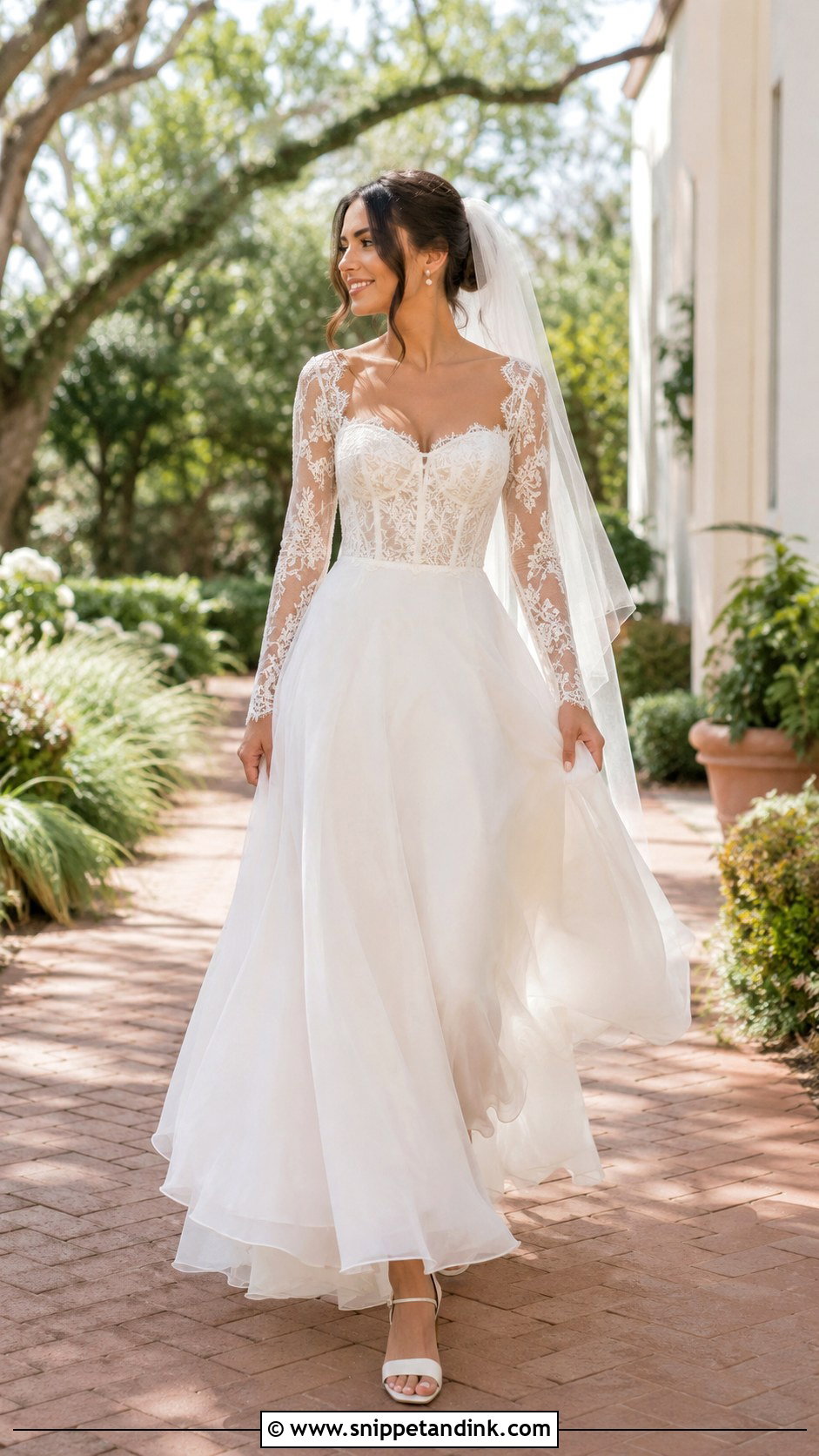 A Line Long Sleeve Corset Wedding Dress - Snippet and Ink - 20 Long Sleeve Corset Wedding Dress Ideas