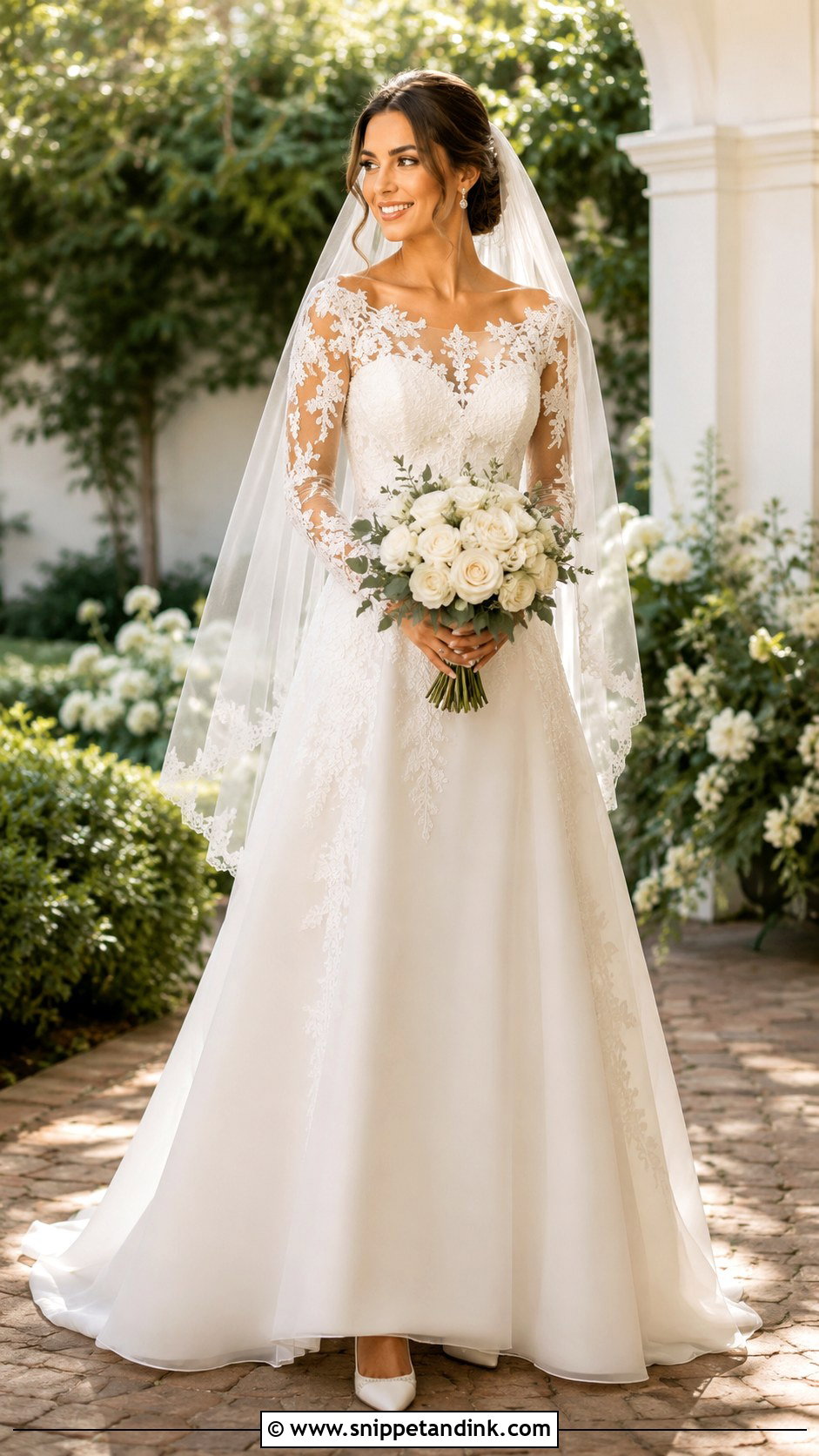 A Line Long Sleeve Lace Wedding Dress - Snippet and Ink - 20 Dantel Wedding Dress Long Sleeve Ideas