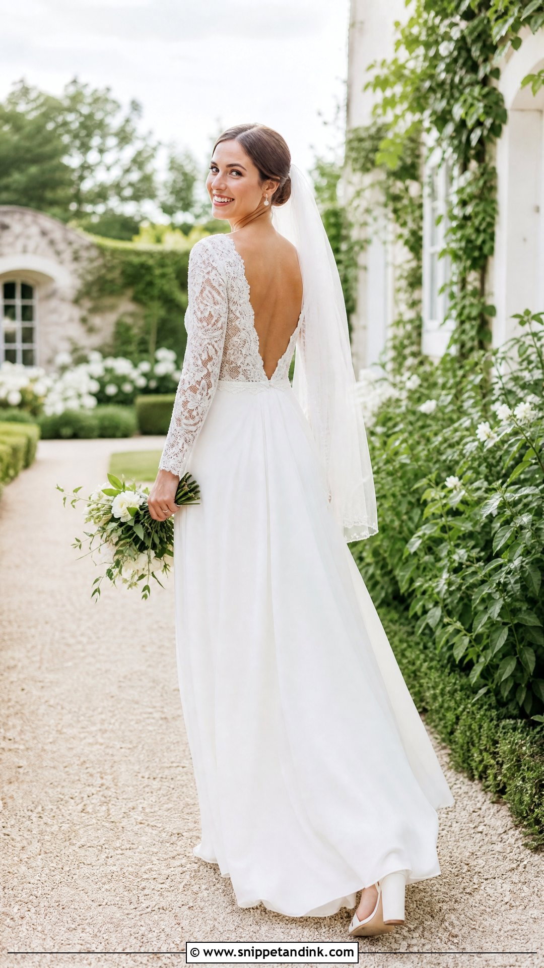 A Line Long Sleeve Open Back Wedding Dress - Snippet and Ink - 25 Long Sleeve Open Back Wedding Dress Ideas