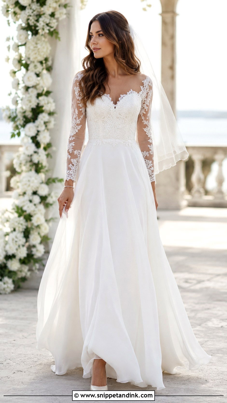 A Line Long Sleeve Wedding Dress - Snippet and Ink - 25 Wedding Dresses with Long Sleeves