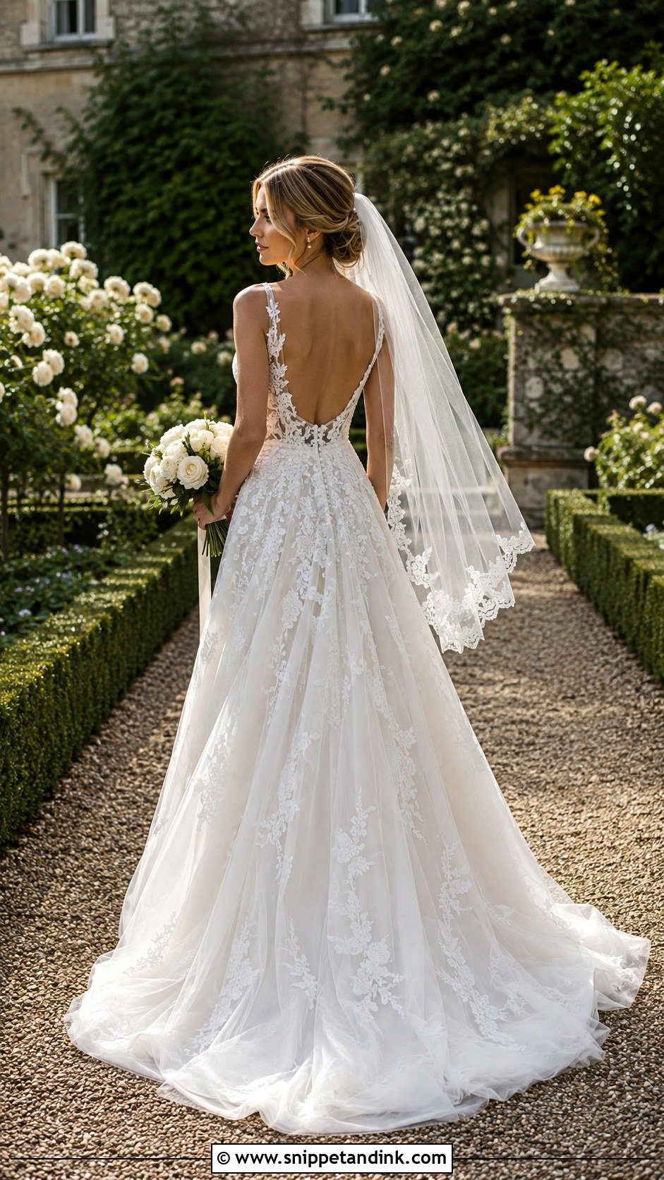 A Line Low Back Lace Wedding Dress - Snippet and Ink - 20 Low Back Lace Wedding Dress Ideas