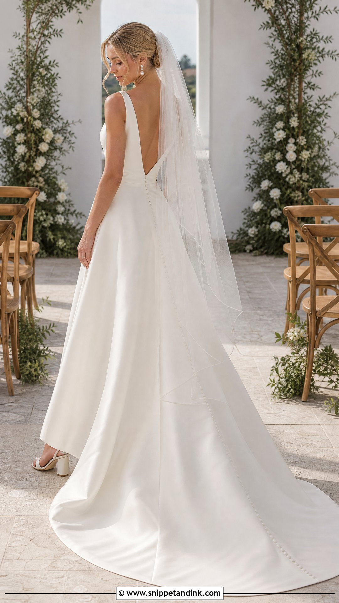 A Line Low Back Wedding Dress - Snippet and Ink - 25 Low Back Wedding Dresses