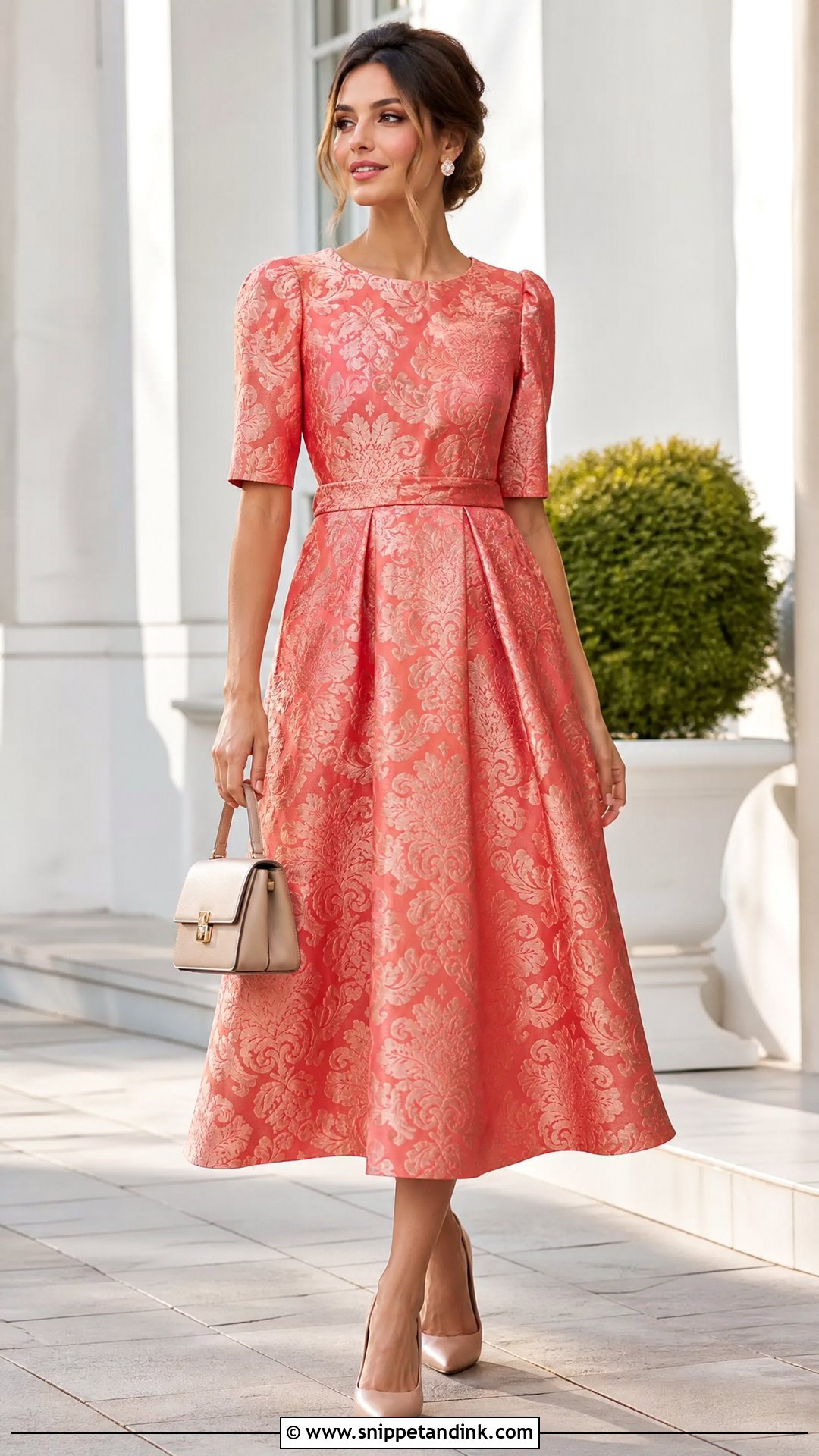A Line Midi Damask Gown - Snippet and Ink - 20 Simple Damask Gown Style Ideas