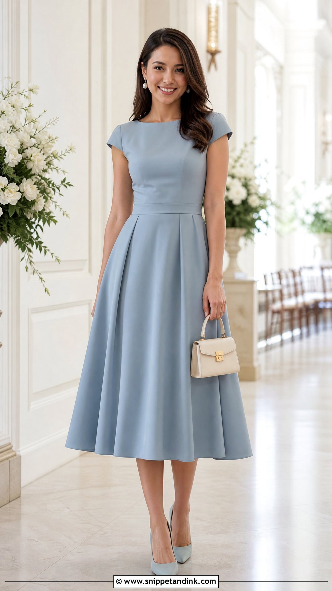 A Line Midi Dress Wedding Outfit - Snippet and Ink - 25 Wedding Wear Dresses for Women