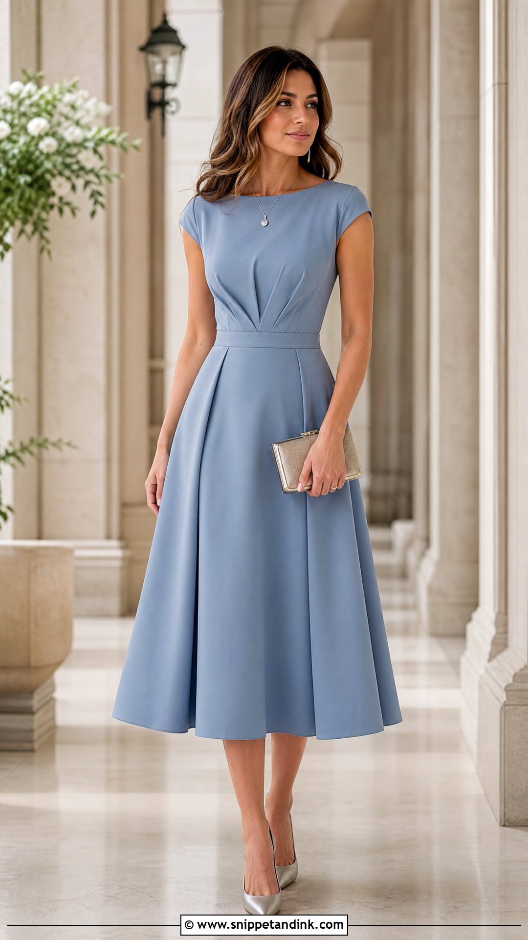 A Line Midi Dress for Wedding Function - Snippet and Ink - 25 Dress for Wedding Function Ideas