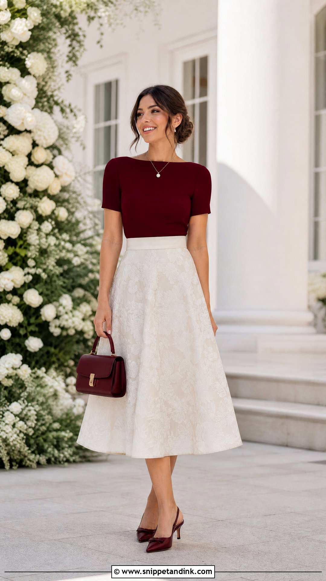 A Line Midi Skirt Wedding Outfit - Snippet and Ink - 20 Skirts for Wedding Ideas