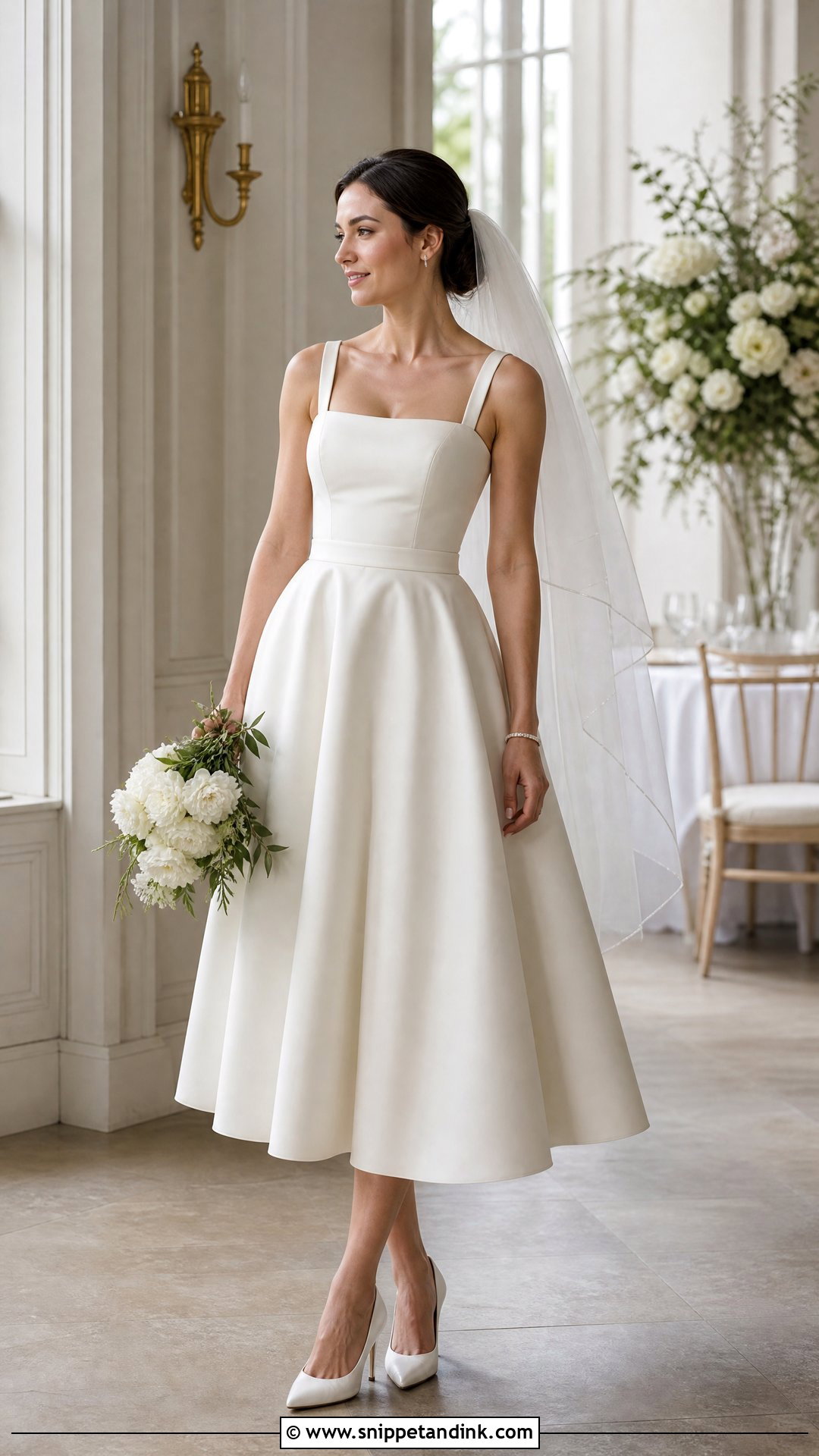 A Line Midi Wedding Dress - Snippet and Ink - 25 Mid Length Wedding Dress Ideas