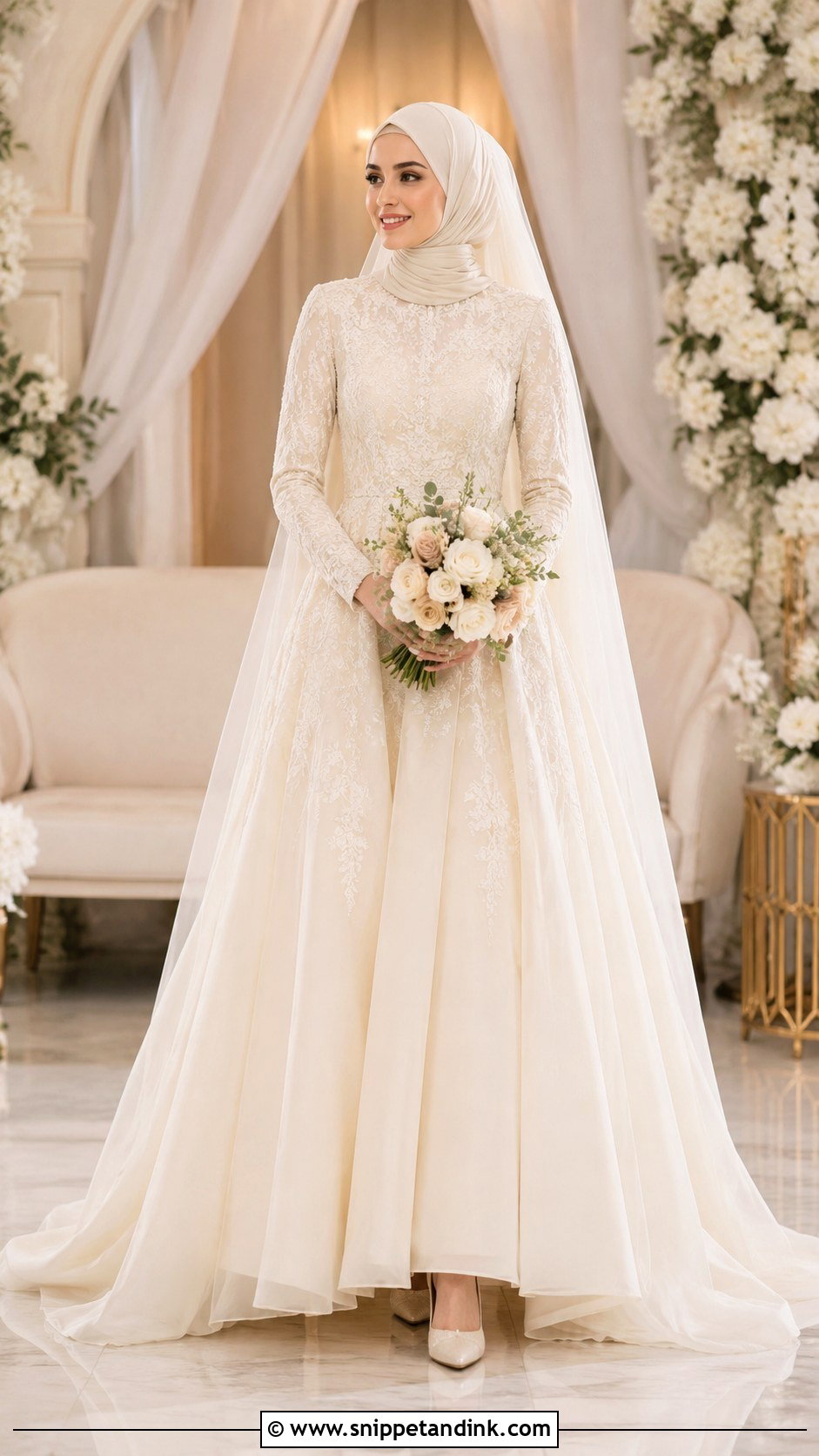 A Line Muslim Wedding Dress - Snippet and Ink - 25 Modern Muslim Wedding Dresses