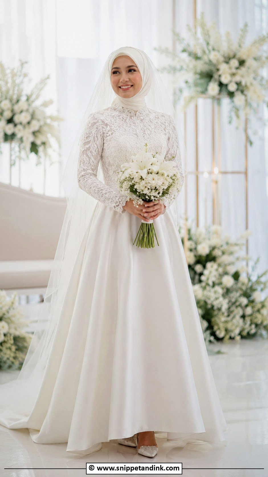 A Line Muslimah Wedding Dress - Snippet and Ink - 30 Muslimah Wedding Dress Ideas
