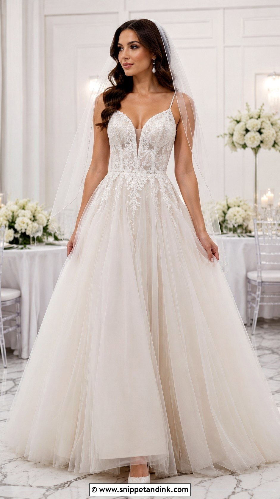 A Line Net Wedding Dress - Snippet and Ink - 20 Net Wedding Dress Ideas