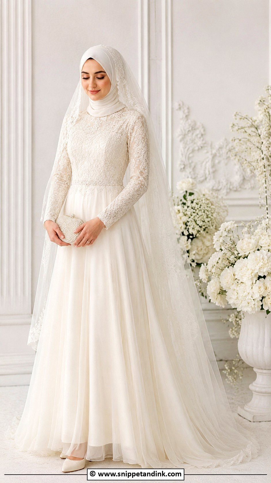 A Line Nikah Dress With Hijab - Snippet and Ink - 30 Muslim Nikah Dresses