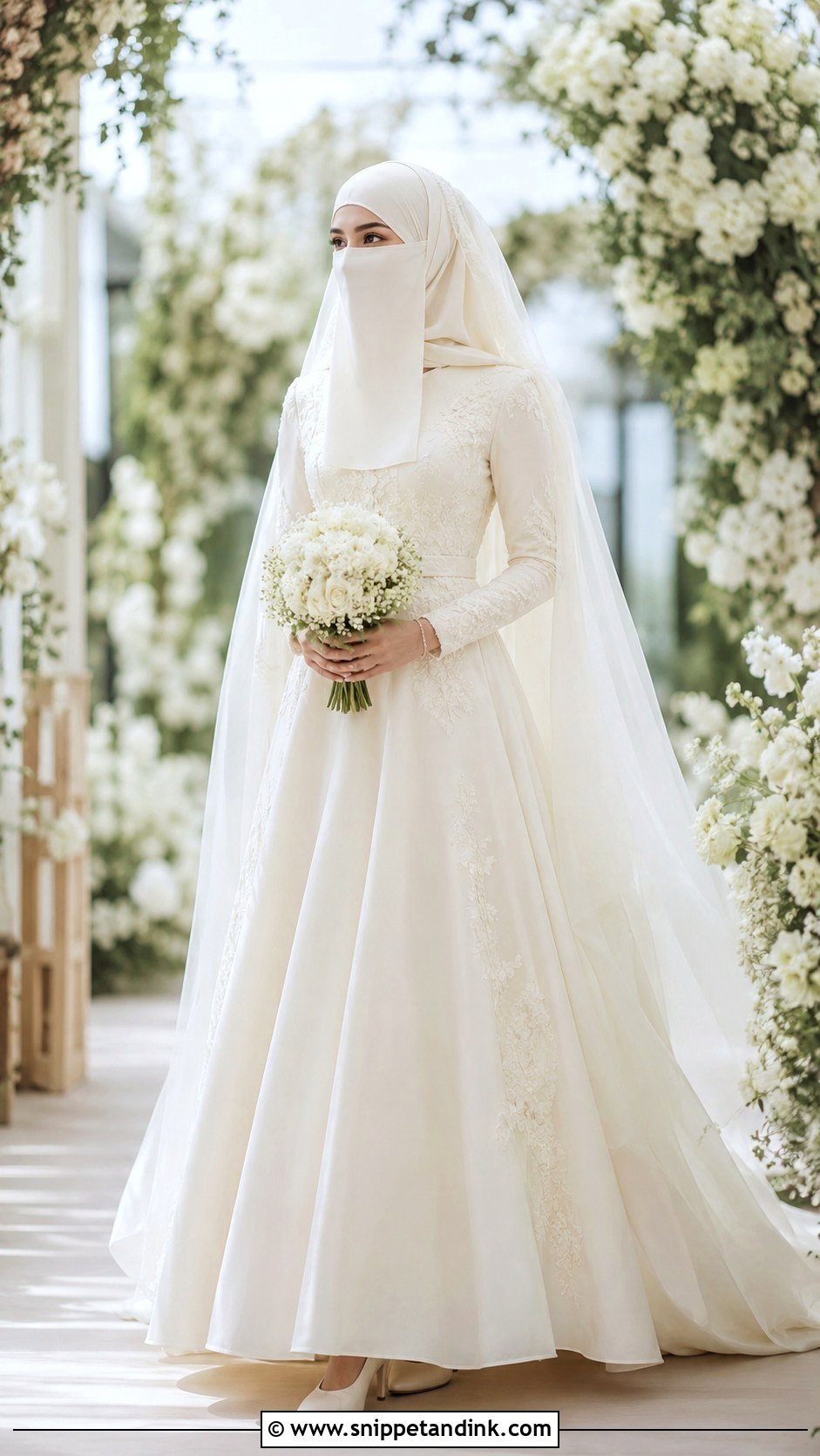 A Line Niqab Bride Dress - Snippet and Ink - 30 Niqab Bride Ideas