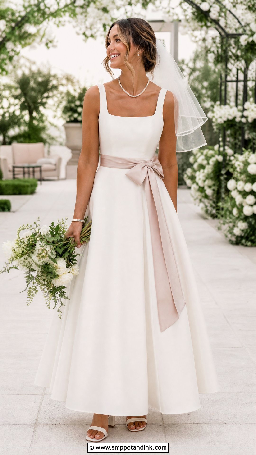 A Line Ribbon Waist Wedding Dress - Snippet and Ink - 20 Ribbon Wedding Dress Ideas