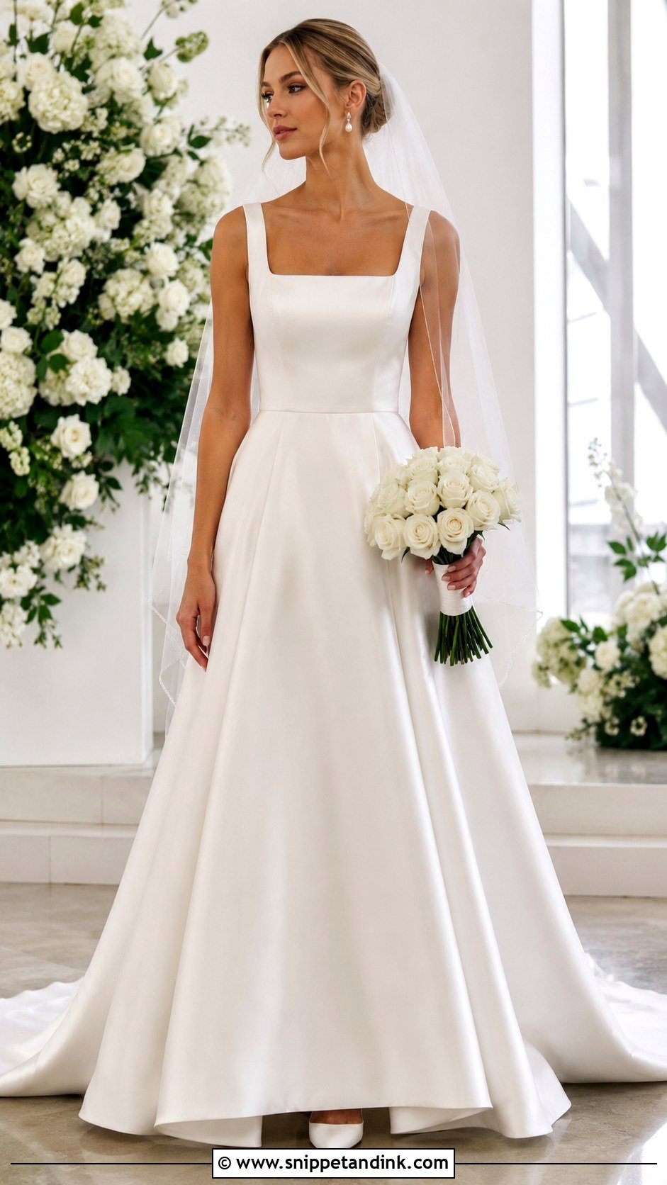 A Line Satin Bridal Wedding Gown - Snippet and Ink - 20 Bridal Wedding Gowns