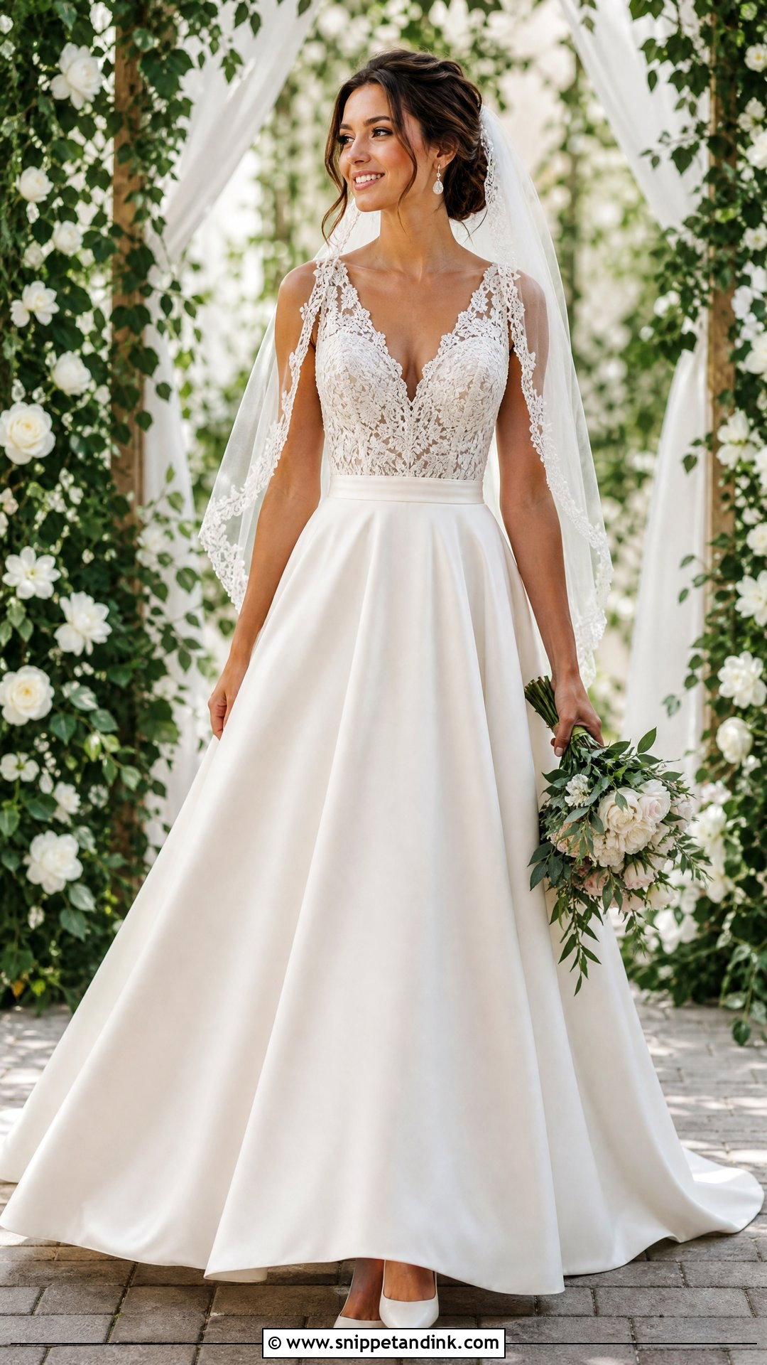 A Line Satin Lace Wedding Dress - Snippet and Ink - 20 Satin Lace Wedding Dress Ideas