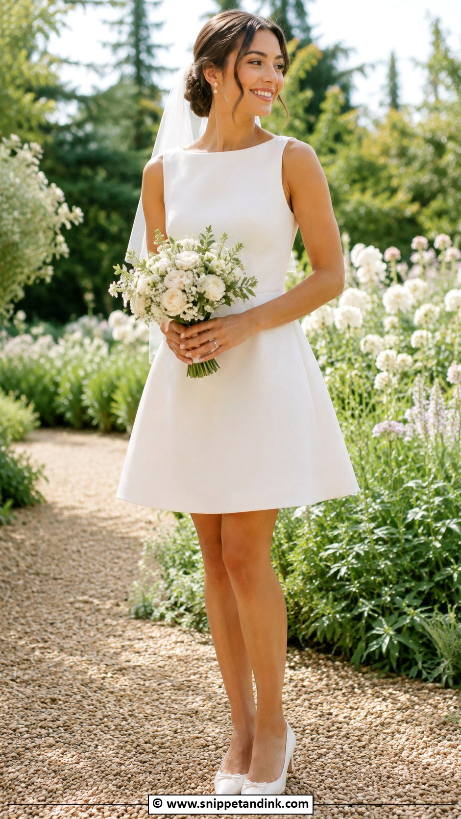 A Line Short Wedding Dress With Kitten Heels - Snippet and Ink - 35 Short Wedding Dress Ideas