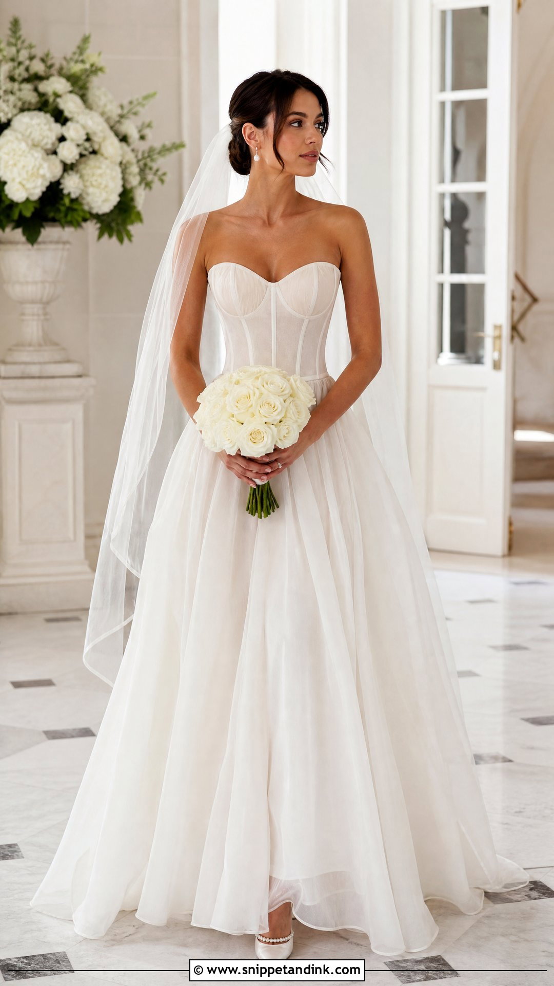 A Line Silk Organza Wedding Dress With Sweetheart Neckline - Snippet and Ink - 20 Silk Organza Wedding Dress Ideas