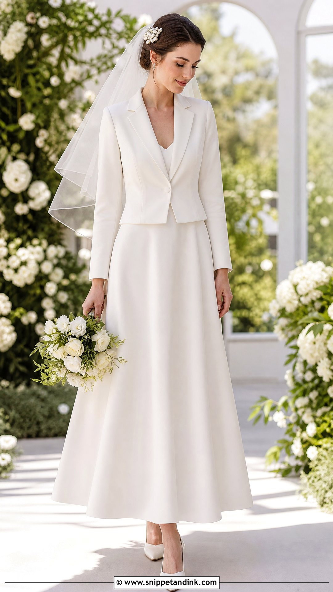 A Line Skirt Wedding Suit - Snippet and Ink - 25 Suit Wedding Dress Ideas