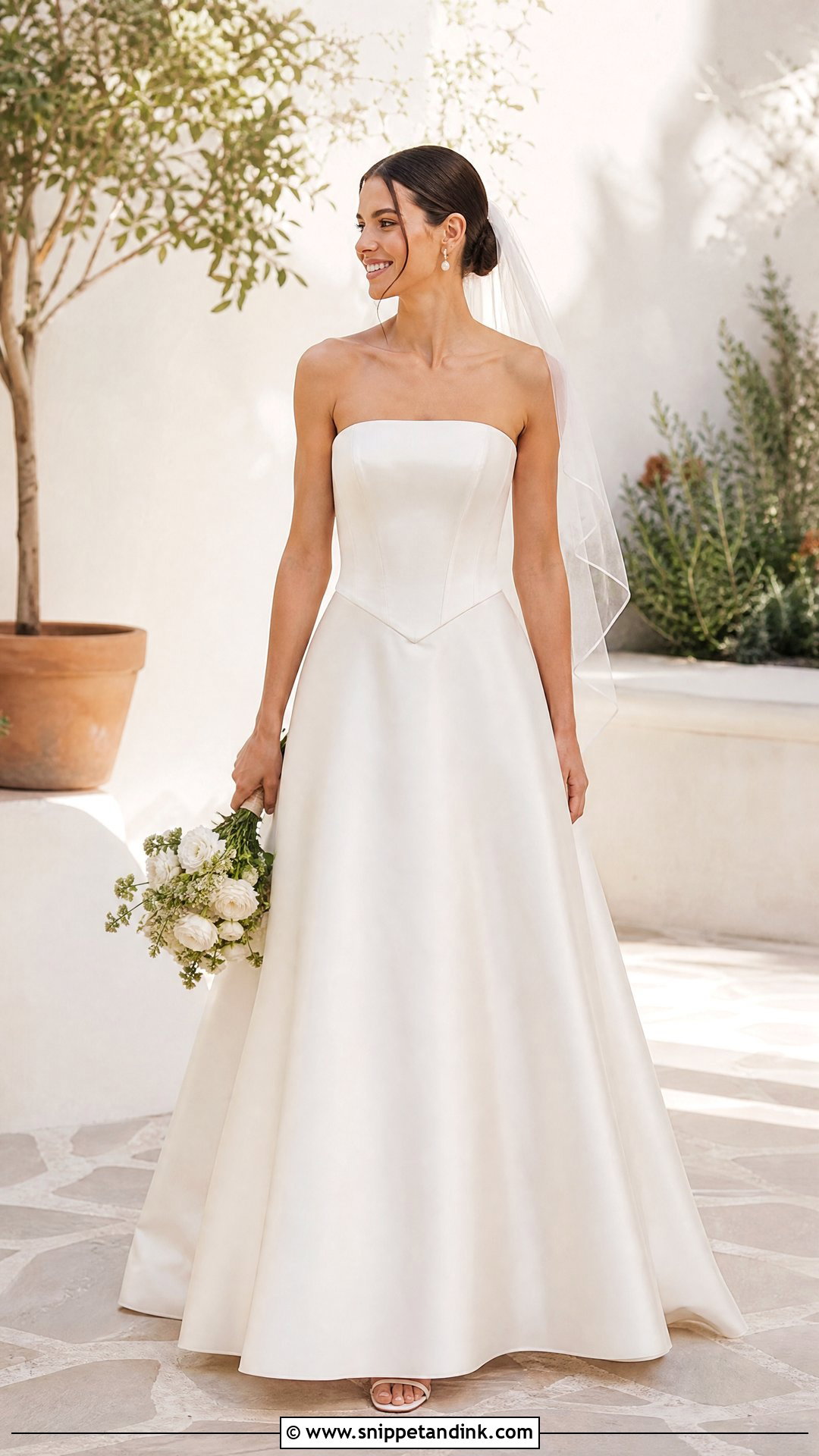 A Line Strapless Basque Waist Wedding Dress - Snippet and Ink - 20 Strapless Basque Waist Wedding Dress Ideas