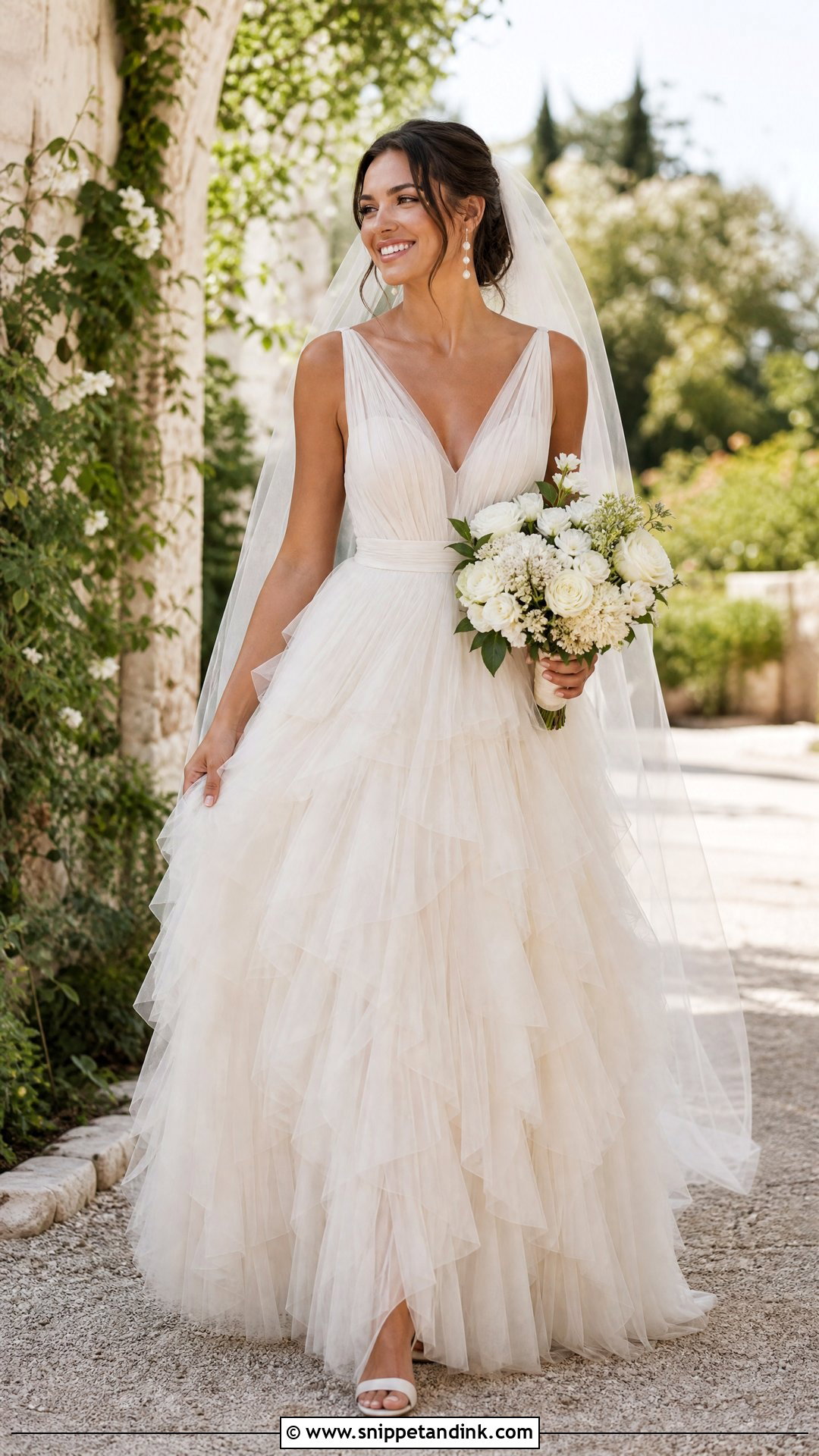 A Line Tulle Ruffle Wedding Dress - Snippet and Ink - 20 Tulle Ruffle Wedding Dress Ideas