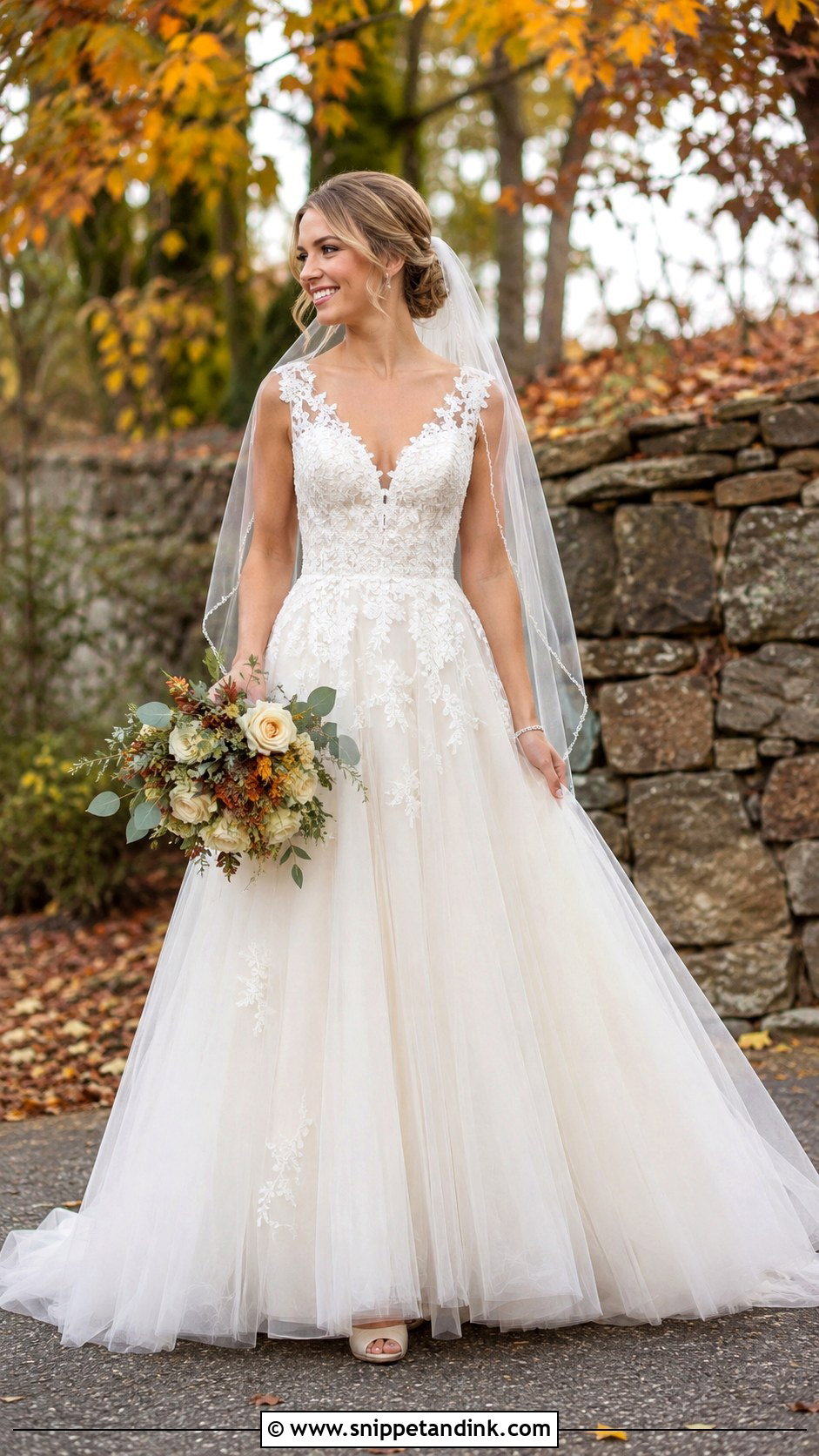 A Line Tulle Wedding Dress - Snippet and Ink - 25 Fall Wedding Dresses Bride