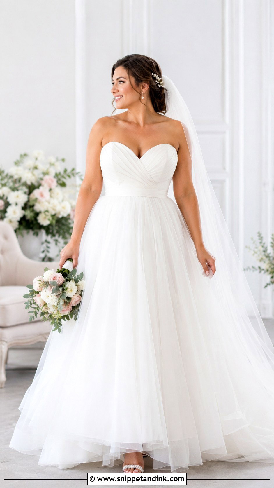 A Line Tulle Wedding Dress - Snippet and Ink - 25 Wedding Dress for Big Bust Ideas