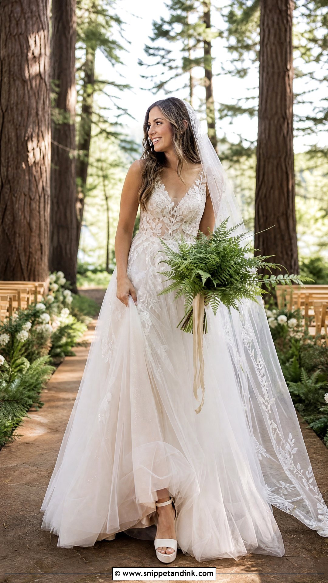 A Line Tulle Woodland Wedding Dress - Snippet and Ink - 25 Woodland Wedding Dress Ideas