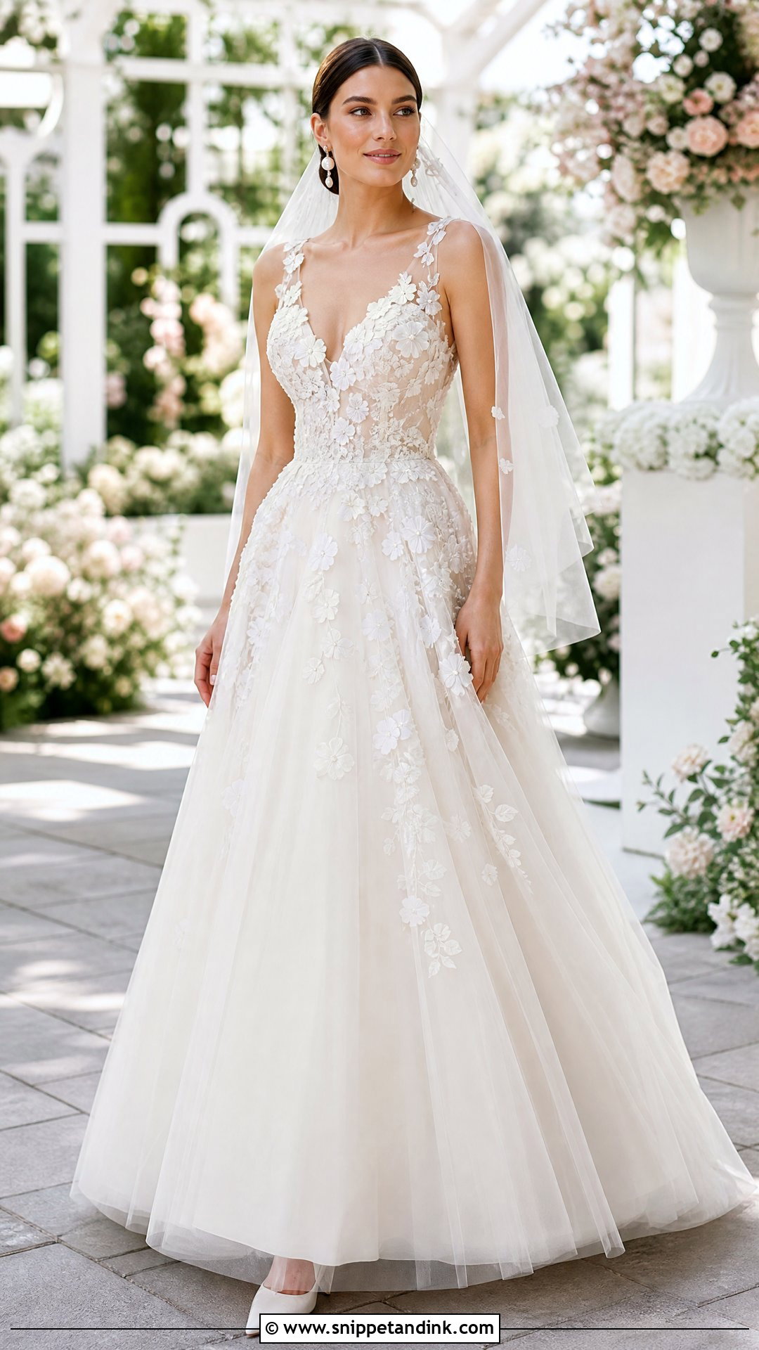 A Line Wedding Dress With 3D Flowers - Snippet and Ink - 20 Wedding Dress 3d Flowers