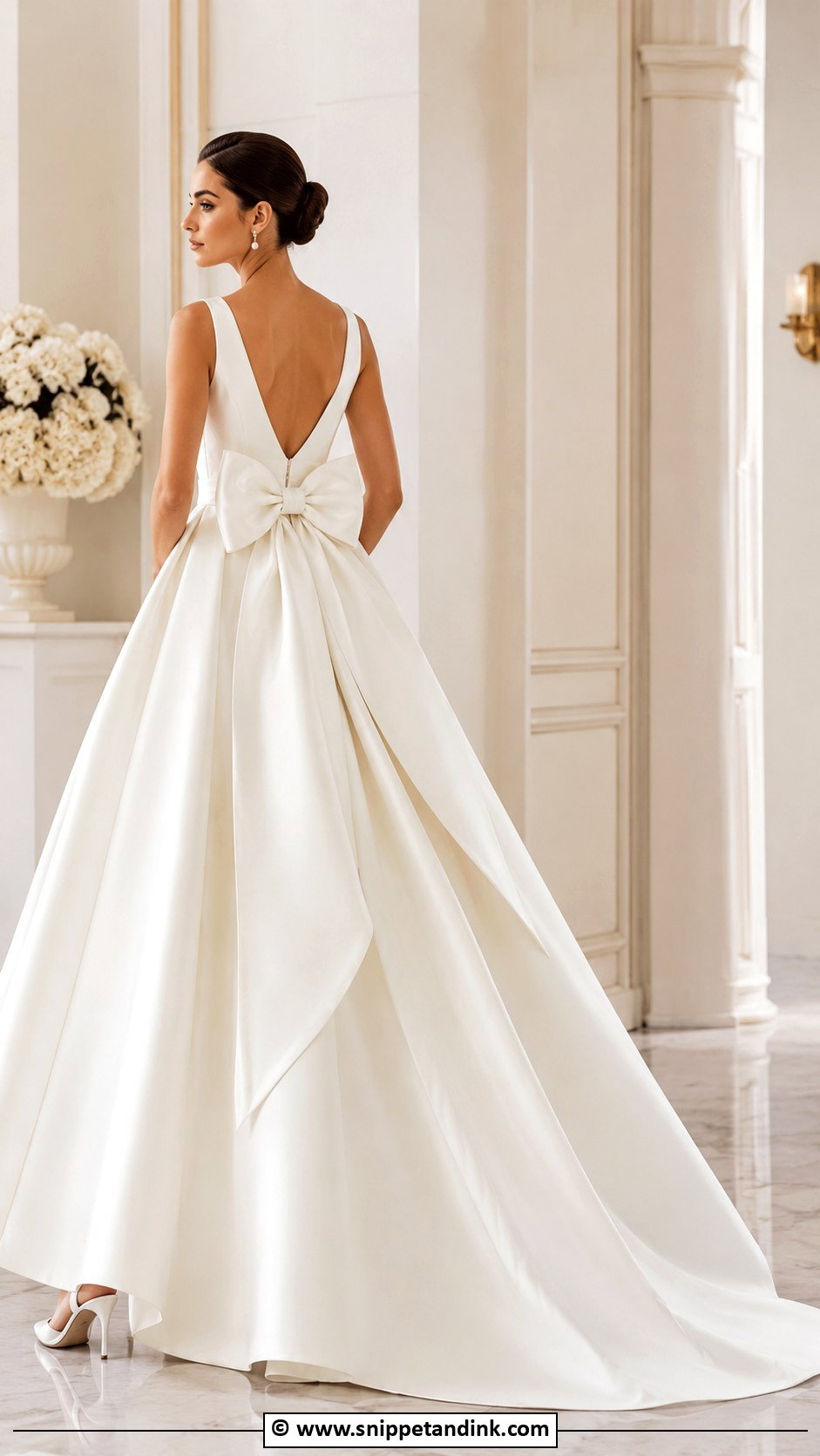 A Line Wedding Dress With Bow - Snippet and Ink - 30 A-Line Wedding Dress Ideas