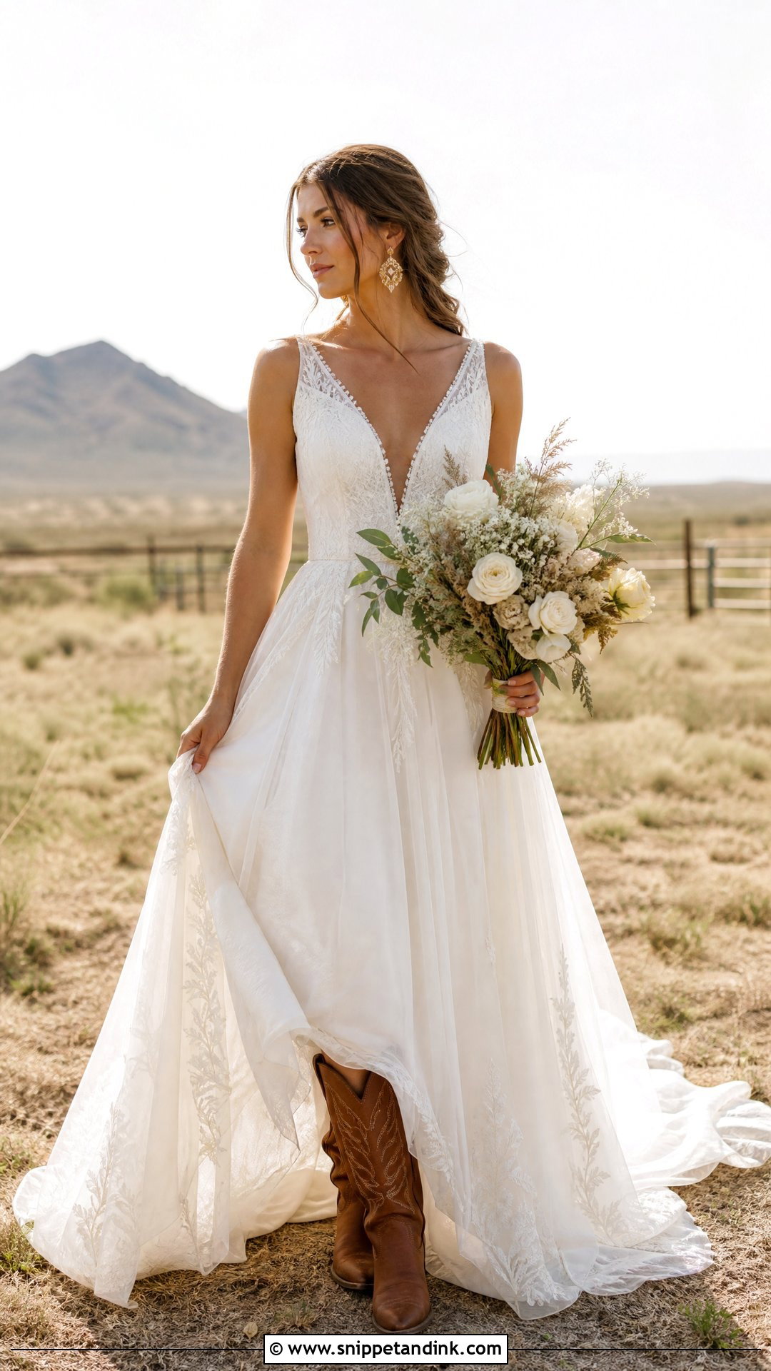 A Line Wedding Dress With Brown Boots - Snippet and Ink - 25 Wedding Dress with Boots Ideas