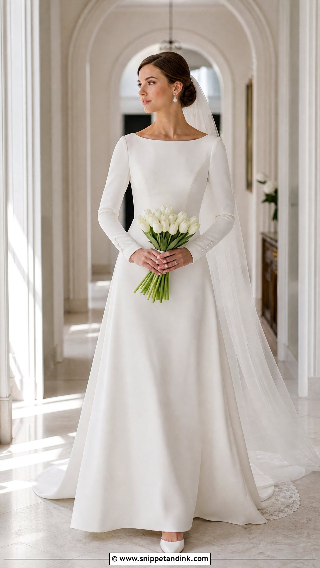A Line Wedding Dress With Button Cuff Sleeves - Snippet and Ink - 25 Aline Wedding Dress with Sleeves