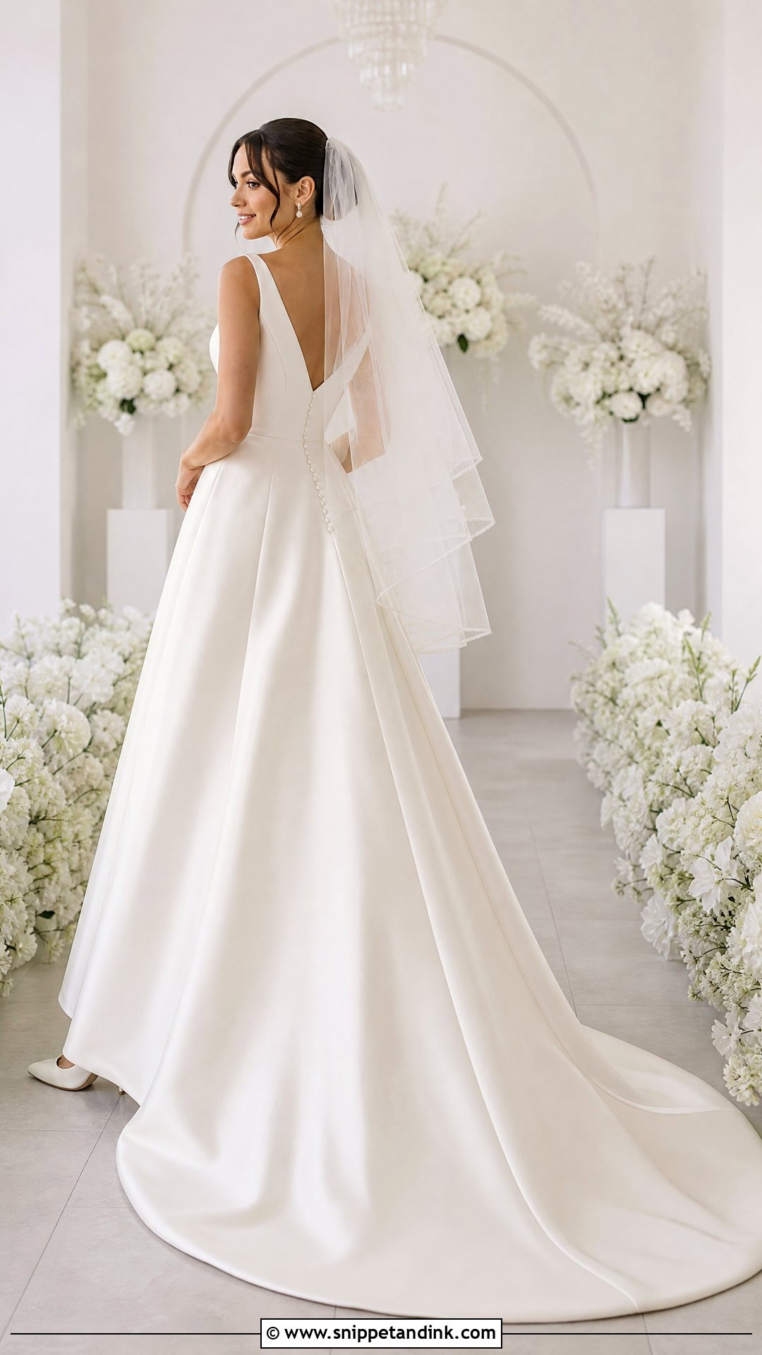A Line Wedding Dress With Chapel Train - Snippet and Ink - 20 Wedding Dresses with Train
