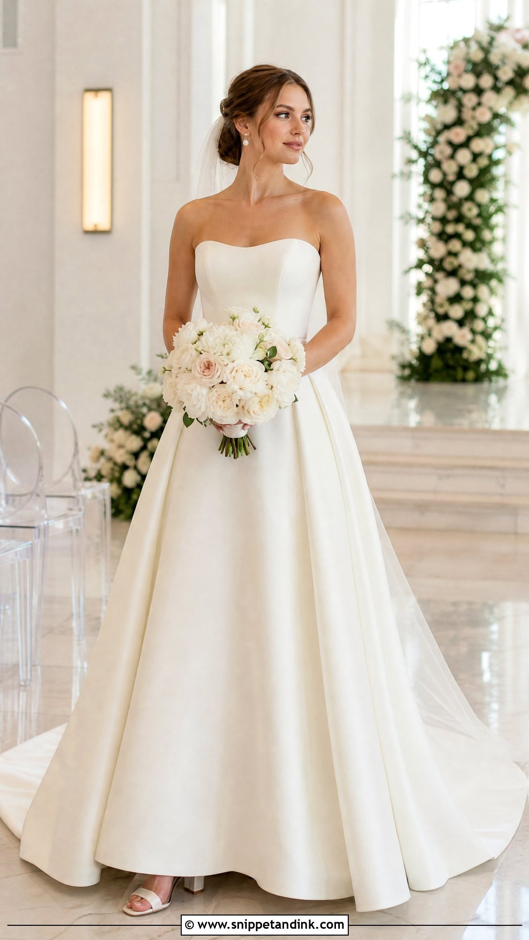 A Line Wedding Dress With Chapel Train Extension - Snippet and Ink - 20 Wedding Dresses with Extension